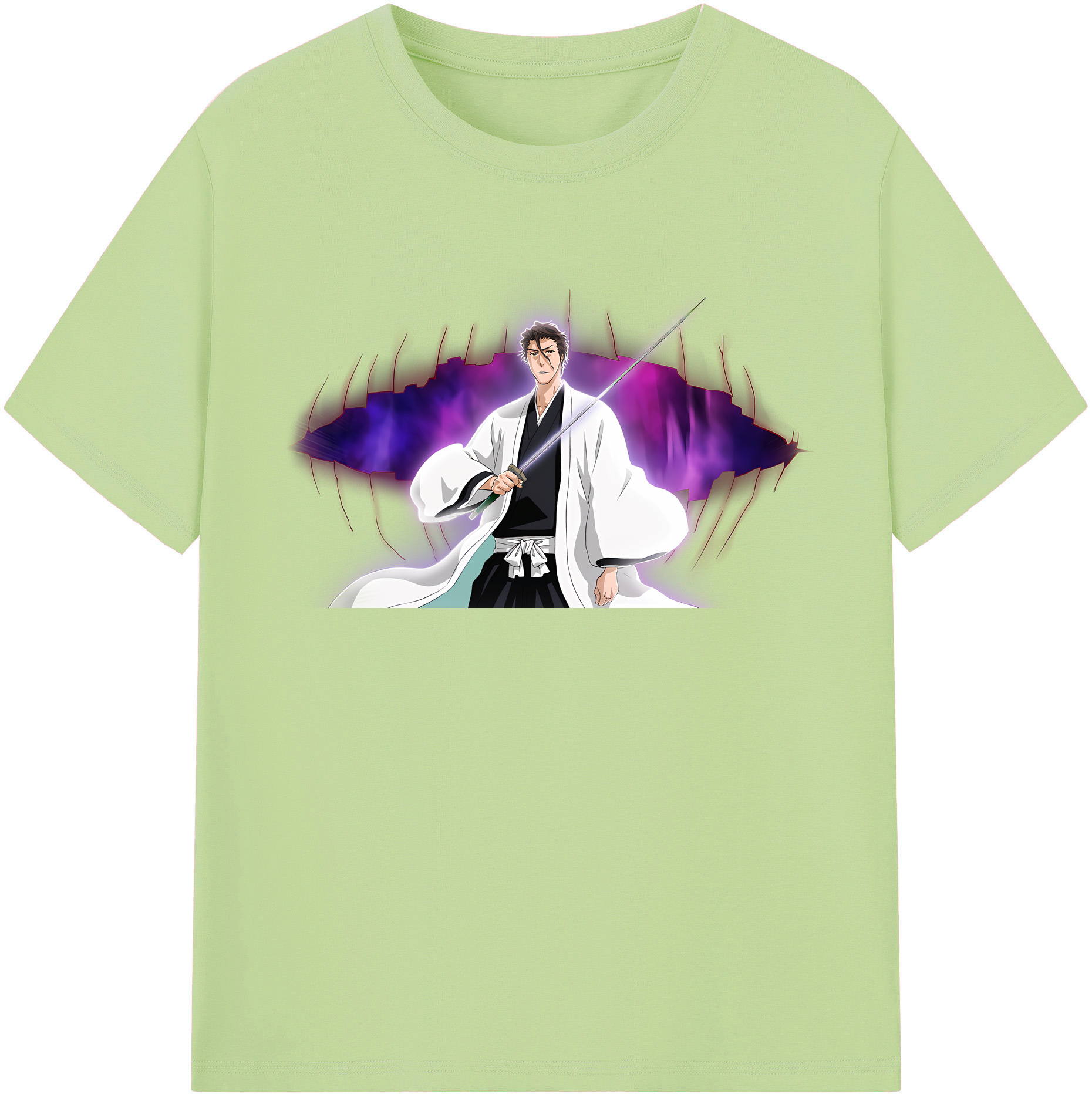 （画像用） ブリーチ 藍染 惣右介（あいぜん そうすけ） BLEACH Aizen Sousuke 綿100％半袖Tシャツ（フロントプリント）